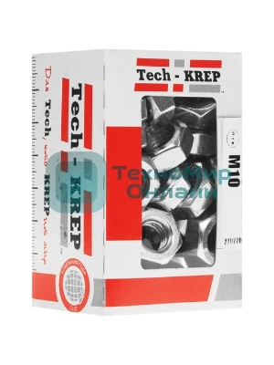Гайка Tech-Krep DIN934 шестигранная оцинк. М10 (50 шт) - коробка с ок. 105249
