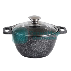 КУКМОР КМТ32а 3,0 л. Кастрюля литая 3,0 л стеклянная крышка. Темный мрамор.