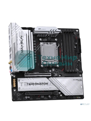 Материнская плата MAXSUN MS-Terminator B850M PRO WIFI (Socket AM5, mATX, 4*DDR5(192Gb), DP/HDMI, 2*SATA3, 3*M.2, 1*PCIEx16/1*PCIEx4, 1* Type-C, 4*USB 2.0, 4*USB 3.2, LAN 1*2.5G, SPDIF, WiFi 6E, RTL)