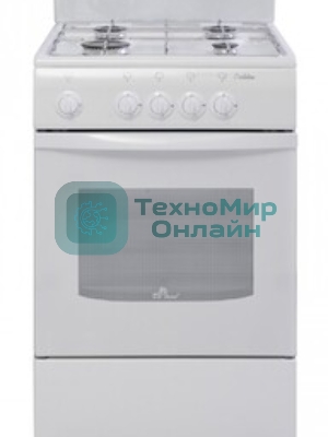 Плита газовая De Luxe 5040.38Г (Щ) белый, конфорок 4 шт, духовка 43 л, 50 см x 85 см x 50 см