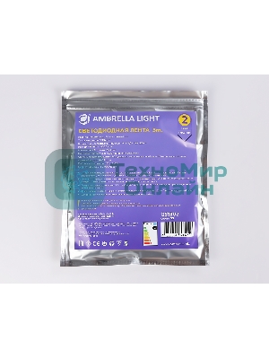 Светодиодная лента Ambrella light GS1302 2835 180Led/ 14.4W m/ 12V IP20 4500K/ 5000*8*1.2mm (2 конт.)