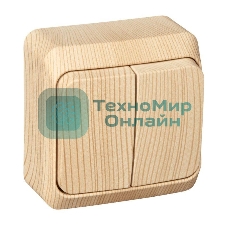 Выключатель 2-кл. ОП Этюд Дача 10А IP20 сосна SchE BA10-002D