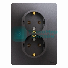 Розетка 2-м Glossa с заземл. в сборе графит SchE GSL001324