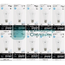 Лампа светодиодная Gauss Elementary 25Вт цок.: E27 груша 220B 6500K св. свеч. белый хол. A67 (упак.: 10 шт)