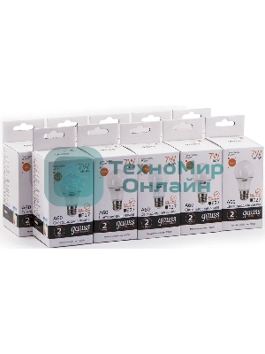 Лампа светодиодная Gauss Elementary 7Вт цок.:E27 груша 220B 3000K св.свеч.бел.теп. A60 (упак.:10шт)