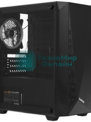 Компьютерный корпус Minitower ExeGate Mistery R2-NPX600 (mATX, БП 600NPX с вент. 12 см, 2*USB+1*USB 3.0, аудио, черный, 1 вент. 12см с RGb подсветкой и полоса на передней панели, боковая панель - закаленное стекло)