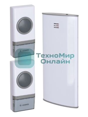 Звонок дверной беспроводной Космос 32 мелодии, 150м, белый, 2 кнопки