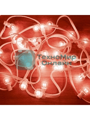 Гирлянда Neon-night LED Galaxy Bulb String 10м, белый каучук, 25 лампx6 LED красный, влагостойкая IP65