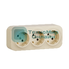 Блок розеток Quteo с предварительным подключением 3x2К+З со шторками, 16A, 250 В, IP 20, Слон. кость