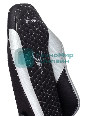 Кресло Knight Neon черный/серебряный, экокожа, 120 кг, механизм качания