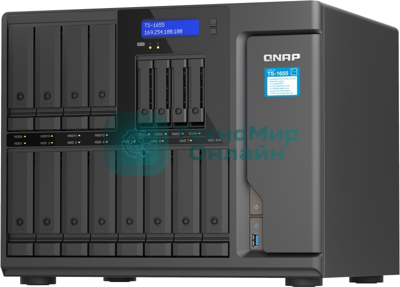 Сетевое хранилище SMB QNAP TS-1655-8G NAS 16-Bay (12x 3.5