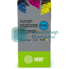 Картридж струйный Cactus CS-3YL83AE 912XL (есть ограничения по прошивке) желтый (10.5 мл) для HP OfficeJet 8012/8014/8015/8017;OfficeJet Pro 8022/8023/8024/8025 AIO