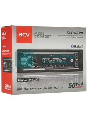 Автомагнитола ACV AVS-930BW, 1 DIN, Bluetooth, USB Type-A, AUX