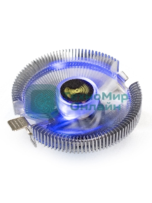 Кулер для процессора ExeGate Wizard EE91-BLUE серебристый, 90 мм, алюминий, 2200 об/мин, 22 дБ, 3 pin, 75 Вт, 50 мм