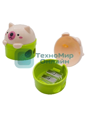 Точилка для карандашей ручная Silwerhof Cute Солнечная коллекция, 2 отверстия, пластик, ассорти, коробка