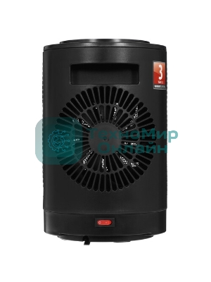Тепловентилятор керамический Denzel DTFC-1200, черный, 600/1200 Вт, 12 м2, 3 режима, термостат