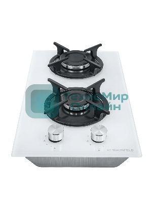 Газовая варочная панель Maunfeld EGHG.32.1CW/G, 2 конфорки, закаленное стекло, белый