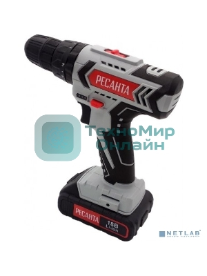 Дрель-шуруповерт Ресанта ДА-18-2ЛК-У, 18 В, 2 Ач, 50 Нм, щеточный