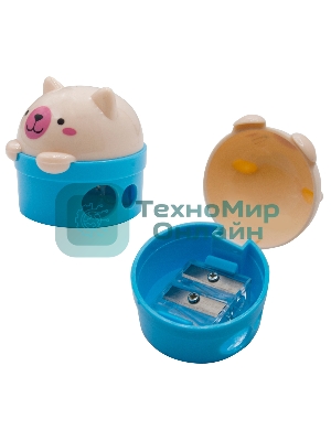 Точилка для карандашей ручная Silwerhof Cute Солнечная коллекция, 2 отверстия, пластик, ассорти, коробка