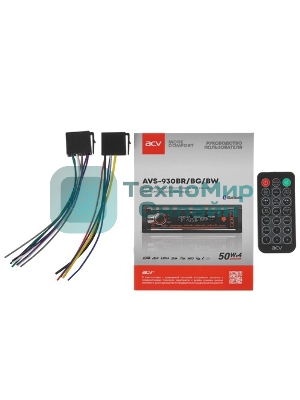 Автомагнитола ACV AVS-930BW, 1 DIN, Bluetooth, USB Type-A, AUX