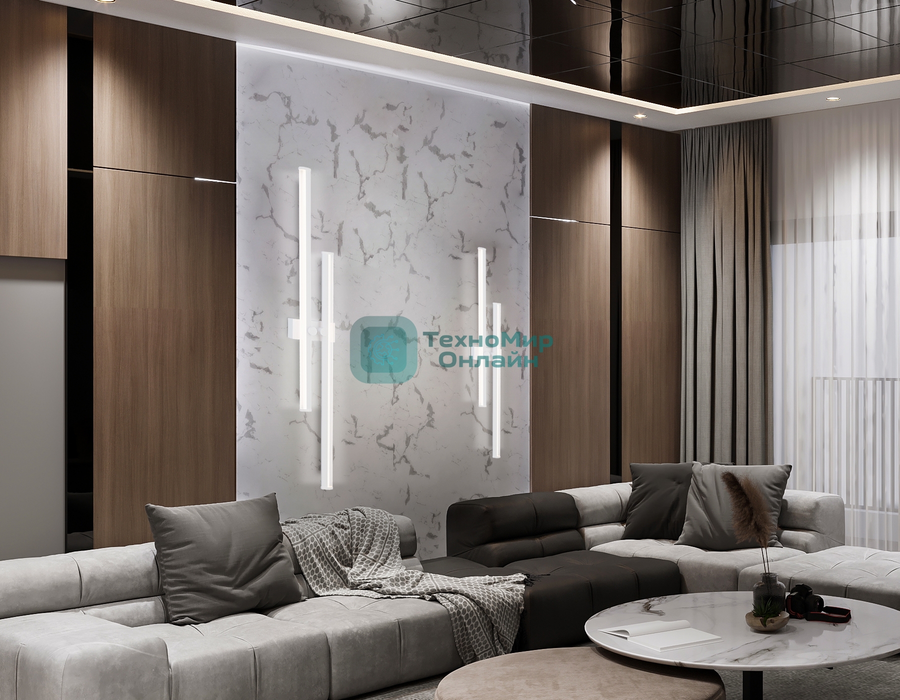 Настенный светодиодный светильник Ambrella light FL6161 WH белый 28W 3000K-6400K 810*120*65