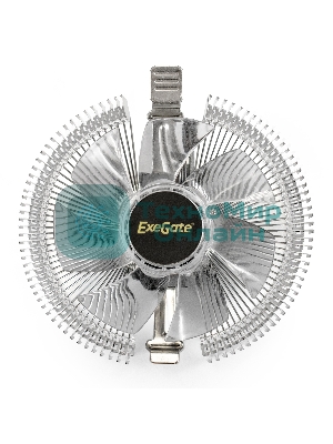 Кулер для процессора ExeGate Wizard EE91-BLUE серебристый, 90 мм, алюминий, 2200 об/мин, 22 дБ, 3 pin, 75 Вт, 50 мм