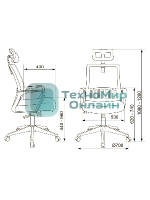 Кресло Бюрократ MC-201-H черный, сетка
