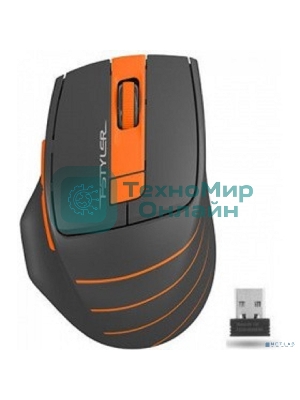 Мышь беспроводная A4Tech Fstyler FG30 серый/оранжевый, 2000 dpi, радиоканал, USB, кнопки - 5