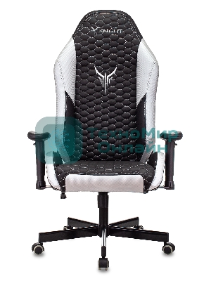 Кресло Knight Neon черный/серебряный, экокожа, 120 кг, механизм качания