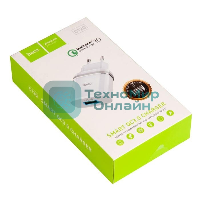 Сетевое зарядное устройство QC 3.0 HOCO HC-16262 C12Q 1 USB Выход: 5V_9V_12V, 18W белый