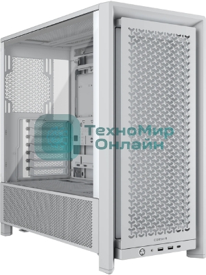 Компьютерный корпус без блока питания Corsair Frame 4000D, Midi-Tower, TG, no fan, 2xUSB-A 3.2, 1xUSB 3.2 Type-C, E-ATX, ATX, mATX, mITX White