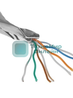 Кабель Hyperline FUTP4R-C5E-S24-IN-PVC-GY-305 (305м) Кабель витая пара, экранированный F/UTP, общий экран фольга, категория 5e, 4 пары 24 AWG, 4х2х0,51 мм, однопроволочные жилы, PVC, нг(А)-LS, внутренний -20°C – +75°C, серый, системная гарантия 25 лет