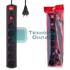 Сетевой фильтр Most LR 3 м, 6 розеток, черный, коробка