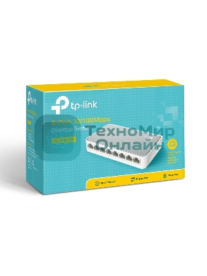 Коммутатор TP-Link SOHO TL-SF1008D Коммутатор 8-port 10/100M mini Desktop Switch, 8 10/100M RJ45 ports, Plastic case