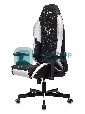 Кресло Knight Neon черный/серебряный, экокожа, 120 кг, механизм качания