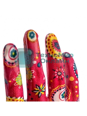 Перчатки садовые из полиэстера с нитрильным обливом, красные, L Palisad