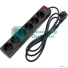 Сетевой фильтр 5bites GARDA SP6B-518 6S, 3x0.75 мм2, 1.8 м, черный