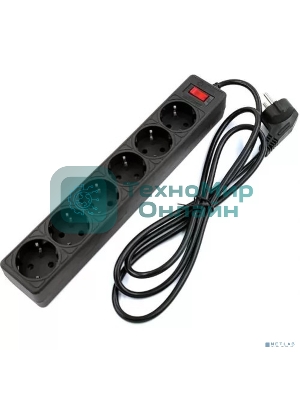 Сетевой фильтр 5bites GARDA SP6B-518 6S, 3x0.75 мм2, 1.8 м, черный