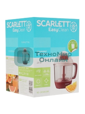 Соковыжималка Scarlett SC-JE50C08 красный/белый, цитрусовая, 25 Вт, 1200 мл, механическое