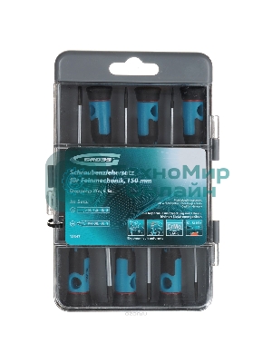 Набор отверток Gross 13347 для точной механики crmo двухкомпонентные рукоятки 6 шт. пласт. бокс