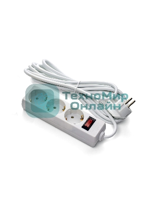 Удлинитель ExeGate EC-3-1.8W (EX279346RU), белый, 1,8 м, евровилка с заземлением, 3 евророзетки с заземлением, 2200 Вт