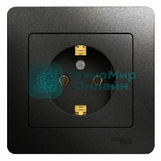 Розетка 1-м Glossa 16А в сборе с заземл. в сборе антрацит SchE GSL000742