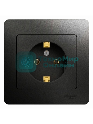 Розетка 1-м Glossa 16А в сборе с заземл. в сборе антрацит SchE GSL000742