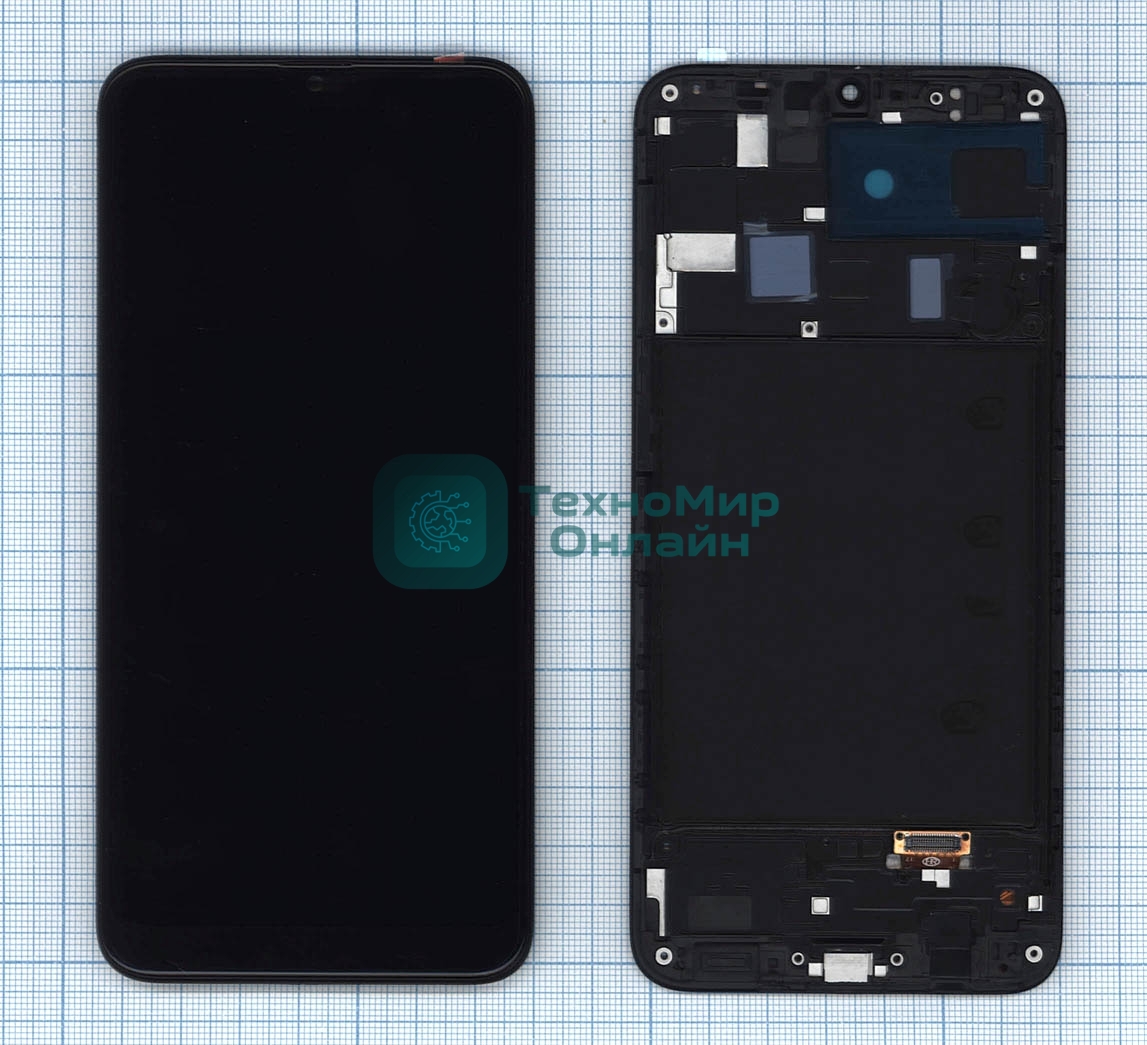 Дисплей для Samsung Galaxy A20 SM-A205F в сборе с тачскрином и рамкой (TFT) черный