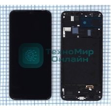Дисплей для Samsung Galaxy A20 SM-A205F в сборе с тачскрином и рамкой (TFT) черный
