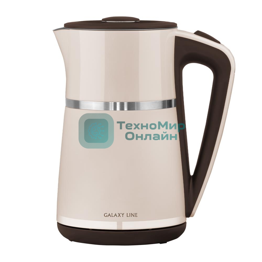 Чайник электрический Galaxy Line GL 0339, бежевый, пластик, 2200 Вт, 1,7 л