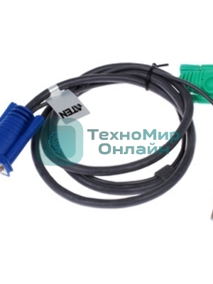 Кабель KVM ATEN 2L-5201U USB(тип А Male)+HDB15(Male) <-> SPHD15(Male) 1,2м., черный.
