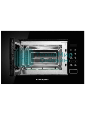 Встраиваемая микроволновая печь Kuppersberg HMW 620 B, объем 20 л, мощность 700 Вт, поворотный стол, High-Tech, 9 автоматических программ, гриль, сенсорное управление, черный
