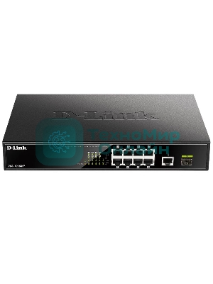 Коммутатор D-Link DGS-1010MP/A1A, L2 Unmanaged Switch with 9 10/100/1000Base-T portsand 1 1000Base-X SFPports(8 PoE ports 802.3af/802.3at (30 W), PoE Budget 125 W)