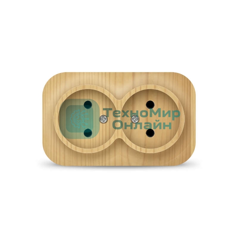 Розетка 2-м ОП 10А IP20 без заземл. сосна IONICH 1438